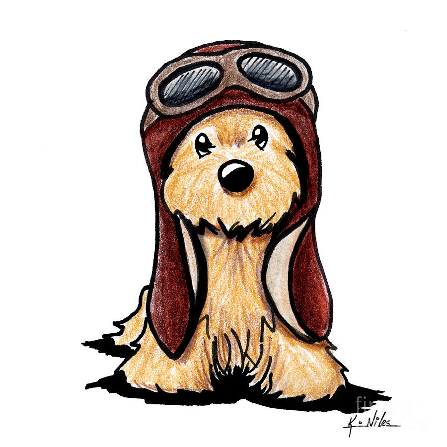 Cairn Terrier Pilot Drawing by Kim Niles aka KiniArt
