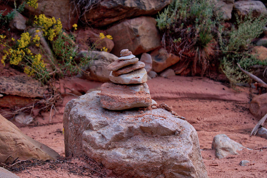 Cairns Rock Trail Marker Peek A Boo Canyon Utah Photograph by Thomas Woolworth