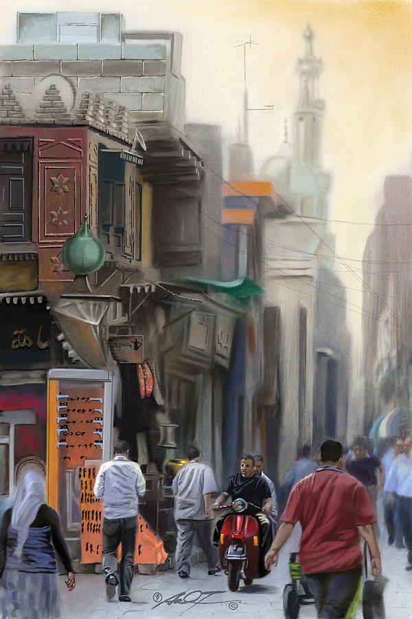 Cairo Street Market Painting by Dale Turner