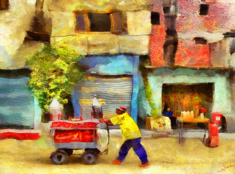 Cairo street snapshot Painting by George Rossidis