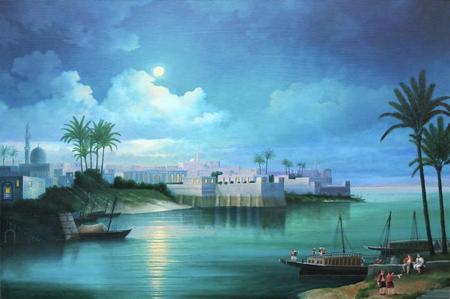 Cairo Under The Moonligh Painting By Zohrab Kemkemian - Fine Art America