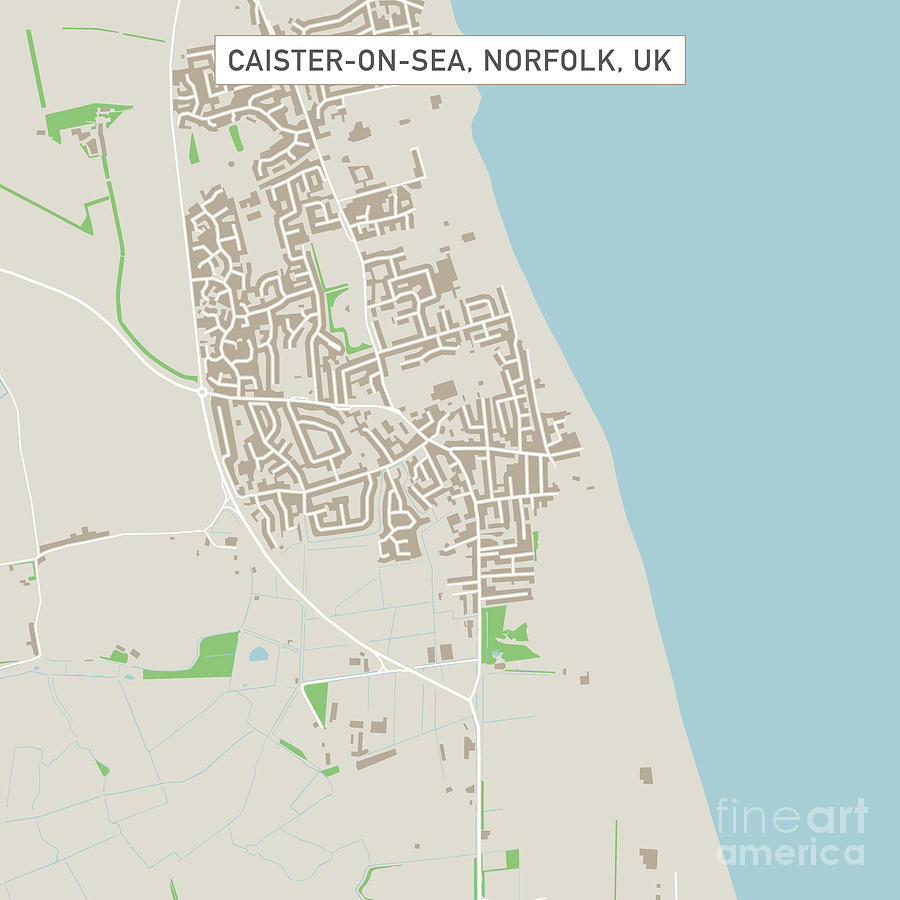 Caister On Sea Norfolk Uk City Street Map Digital Art By Frank Ramspott