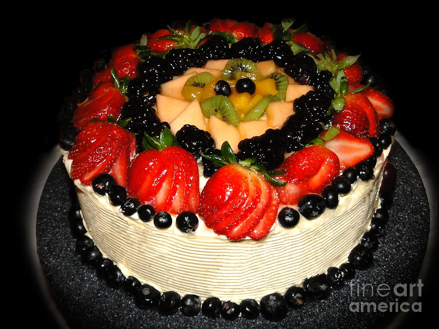 Cake Decorated with Fresh Fruit Photograph by Sue Melvin