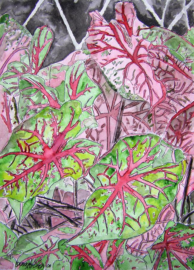 Caladiums tropical plant art Painting by Derek Mccrea