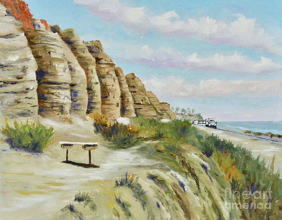 Calafia Beach Trail Painting by Mary Scott
