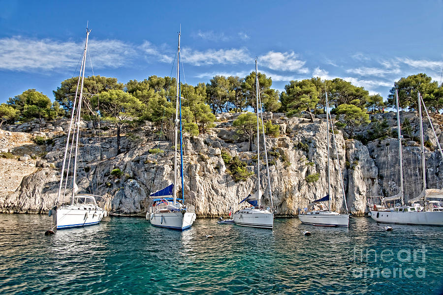 Calanque Photograph - Calanque And Boats by Delphimages Photo Creations Calanque Photograph - Calanque And Boats by Delphimages Photo Creations