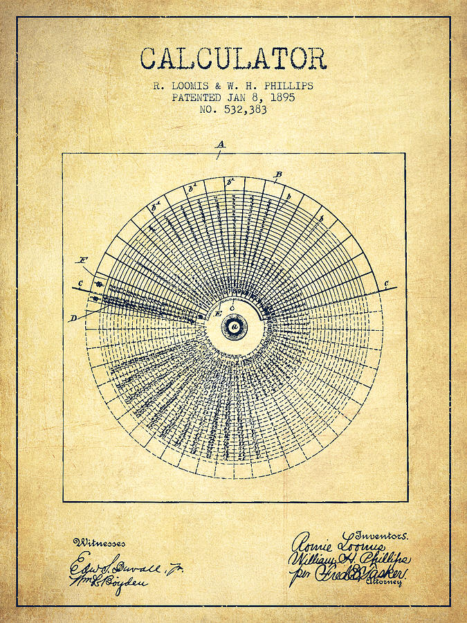 Calculator Patent From 1895 - Vintage Digital Art