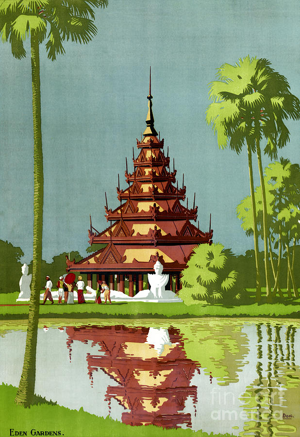 Vintage Painting - Calcutta Vintage Travel Poster Restored by Vintage Treasure