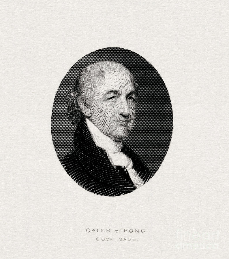 Caleb Strong, engraved portrait Painting by Celestial Images