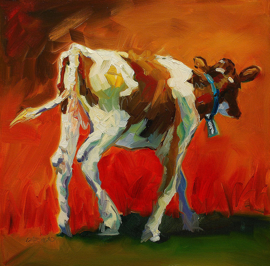 Calf Baby Painting by Diane Whitehead