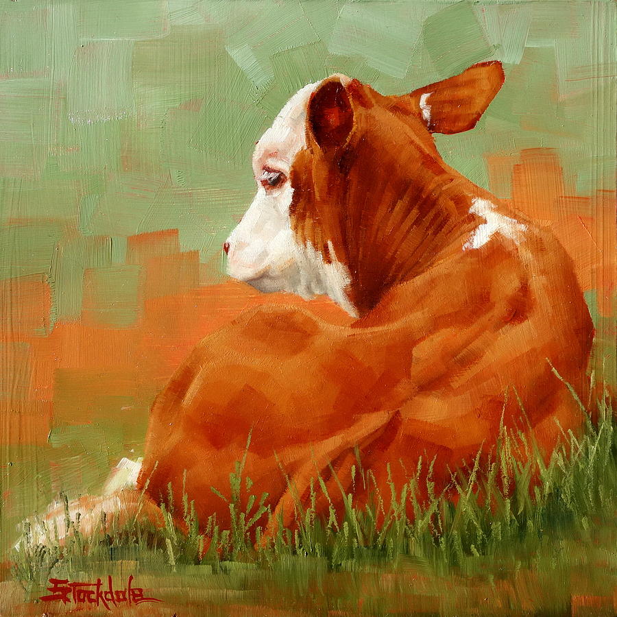 Calf Reclining Painting by Margaret Stockdale