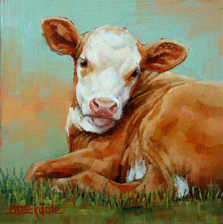 Calf Resting Painting by Margaret Stockdale