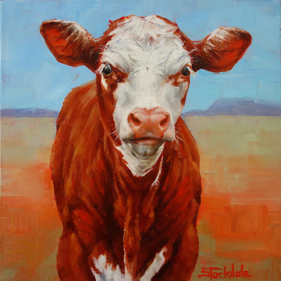 Calf Stare Painting by Margaret Stockdale