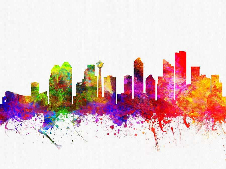 Calgary Digital Art - Calgary Alberta Skyline Color02 by Aged Pixel