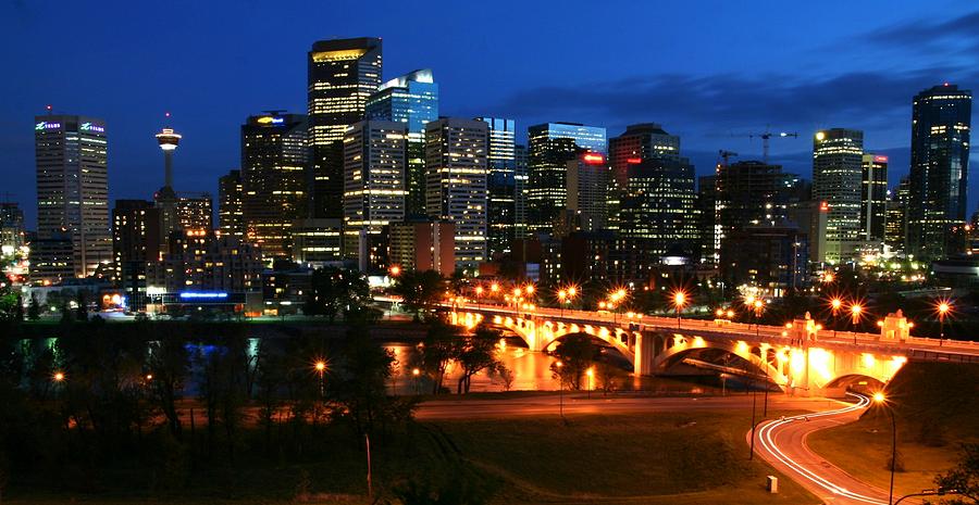 Calgary skyline at night Photograph by Jetson Nguyen