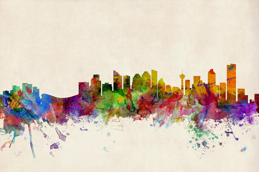 Calgary Skyline Digital Art by Michael Tompsett