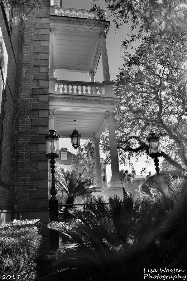 Calhoun Mansion Charleston SC Black  and White Photograph by Lisa Wooten