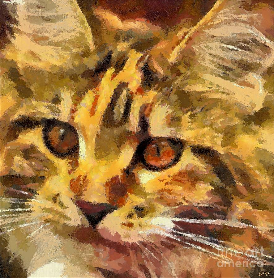 Calico Cat Painting by Dragica Micki Fortuna
