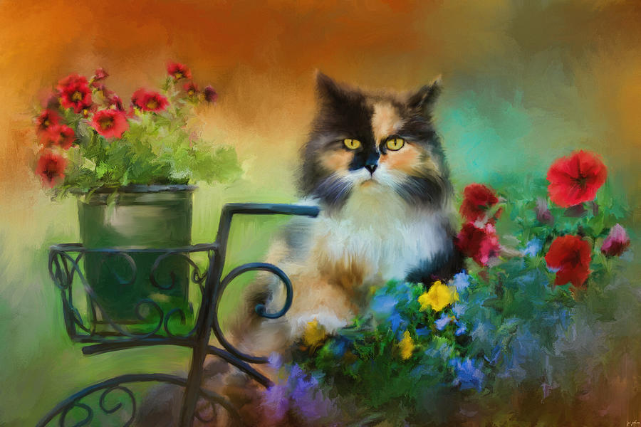 Spring Painting - Calico In The Garden by Jai Johnson