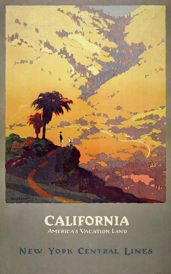California, Americas vacation land, travel poster, 1925 Painting by Vincent Monozlay
