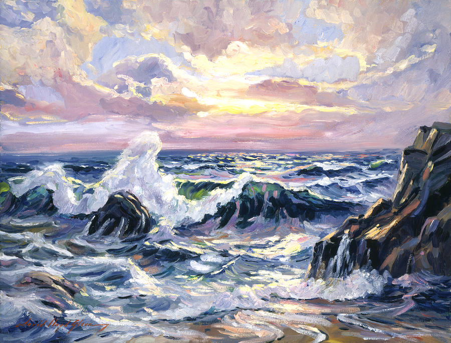 Sunset Painting - California Beach Sunset by David Lloyd Glover