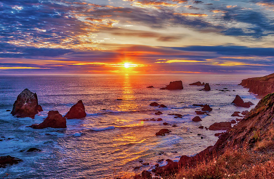 California Coast Peek-a-Boo Sunset Photograph by Dan Carmichael