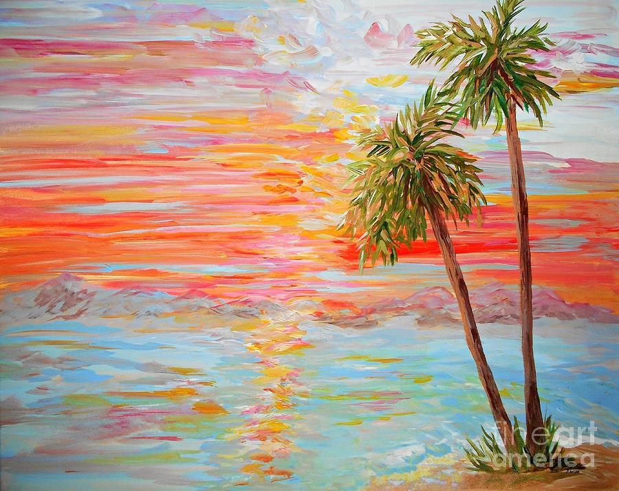 California Coast Sunset Painting by Eloise Schneider Mote