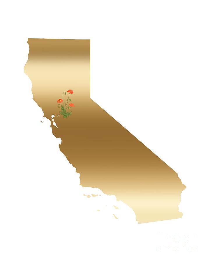 California Gold with State Flower Digital Art by Leah McPhail