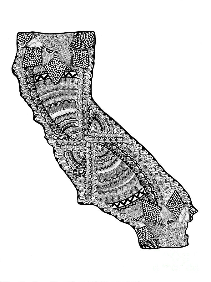 California Graphic State Drawing by Cory Bohner Fine Art America
