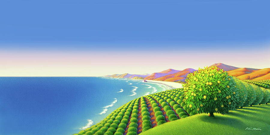 Lemon Orchard Panorama Painting by Robin Moline