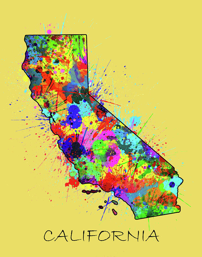 California Map Digital Art - California Map Color Splatter 2 by Bekim M