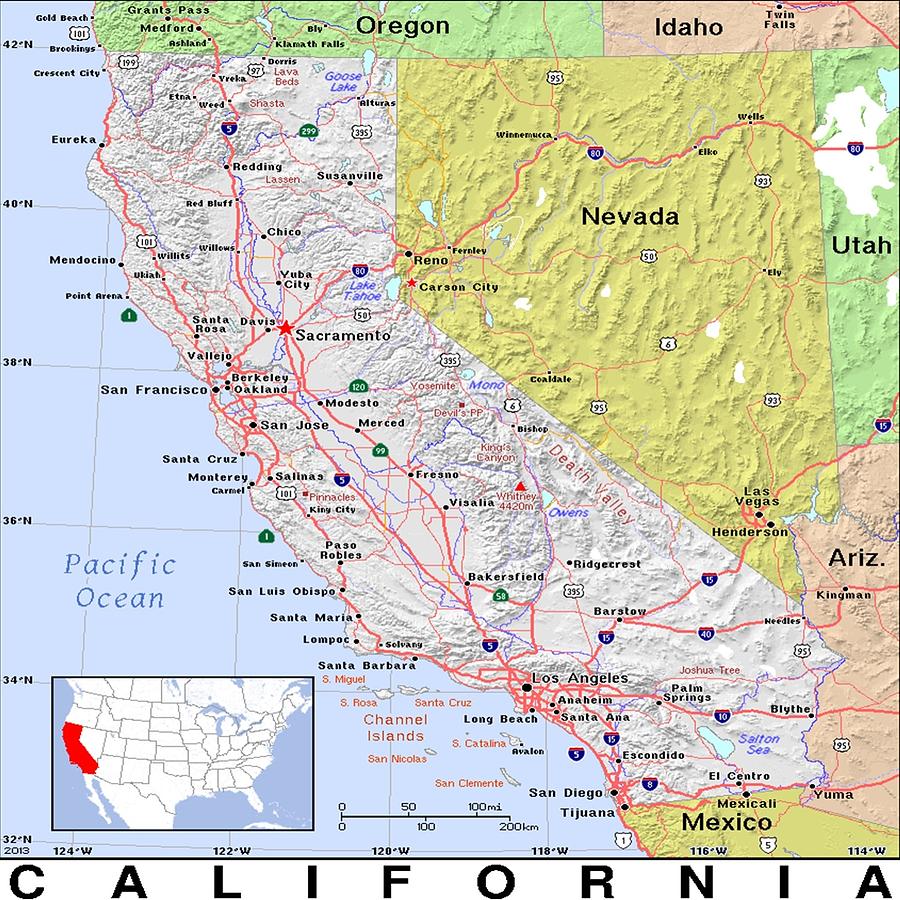 California Modern Map Photograph by Florene Welebny