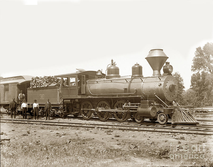Railroad Photograph - California Northwestern Railroad #30 4-6-0 Baldwin Locomotive Works 1902 by Monterey County Historical Society