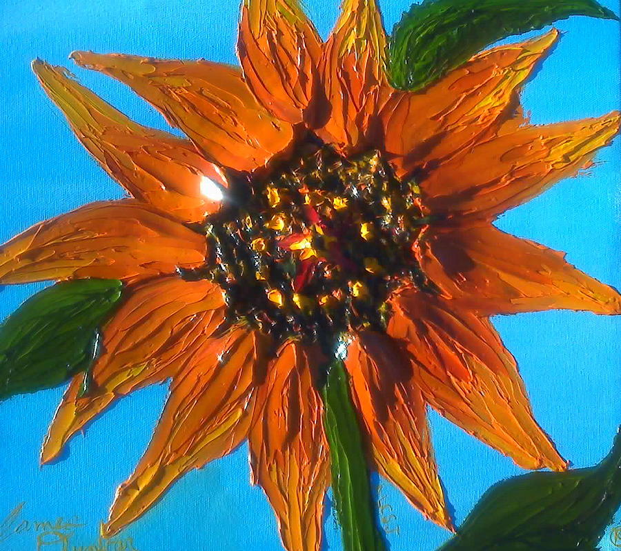 California Orange Sunflower Five Painting by James Dunbar