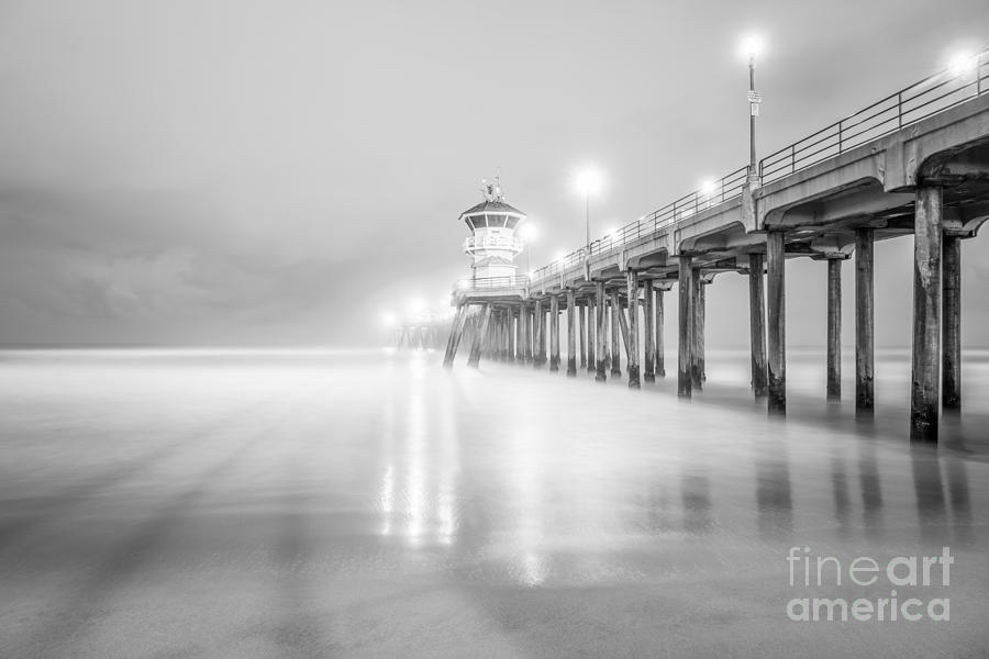 Huntington Beach Photograph - California Pier in Black and White by Paul Velgos