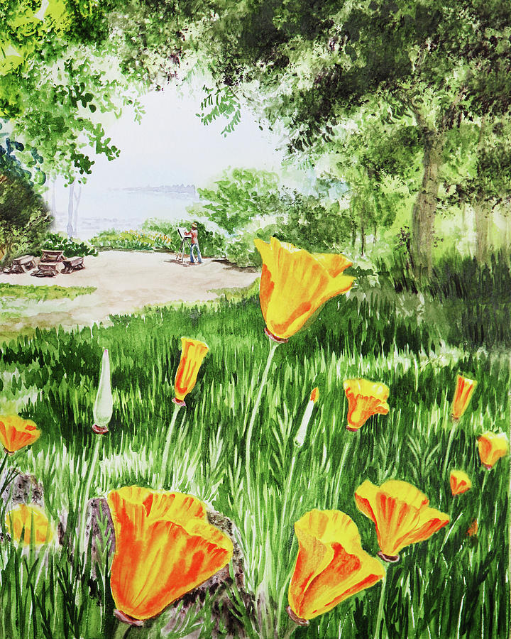 California Poppies Watercolor Painting