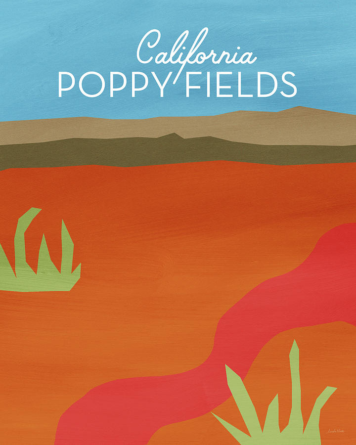California Poppy Fields- Art by Linda Woods Mixed Media by Linda Woods