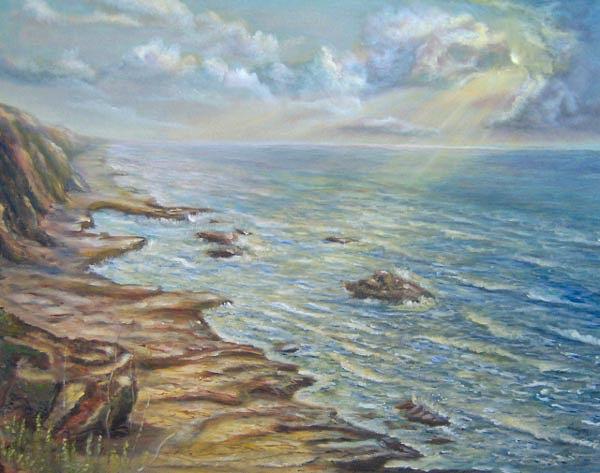 Landscape Painting - California Shore by Katalin Luczay