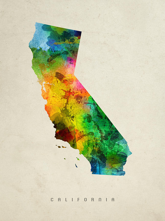 California Map Painting - California State Map 01 by Aged Pixel