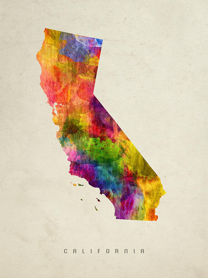 California Map Painting - California State Map 02 by Aged Pixel