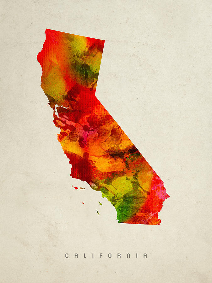 California Map Painting - California State Map 04 by Aged Pixel