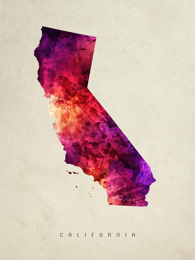 California Map Painting - California State Map 05 by Aged Pixel