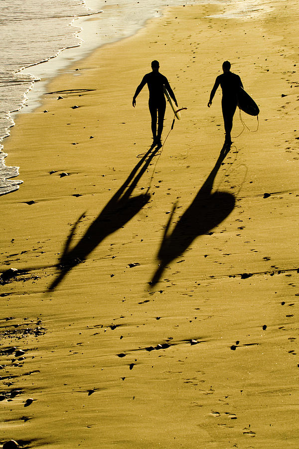 Two Photograph - California Surfers on the Beach by Sharon Foelz Two Photograph - California Surfers on the Beach by Sharon Foelz