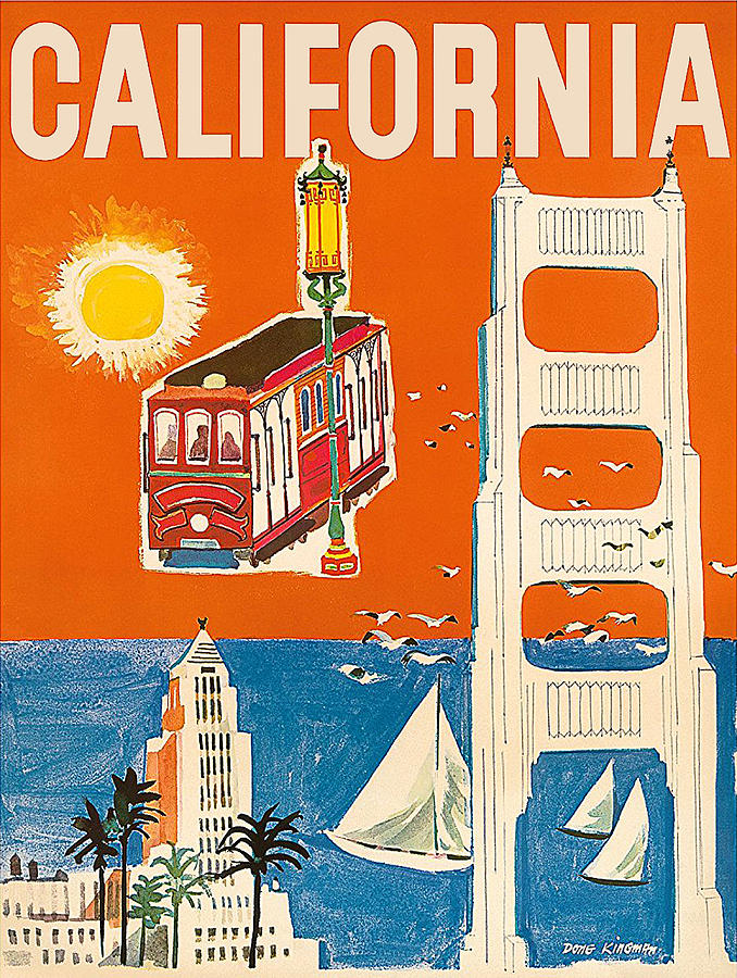 California, vintage travel poster Painting by Long Shot