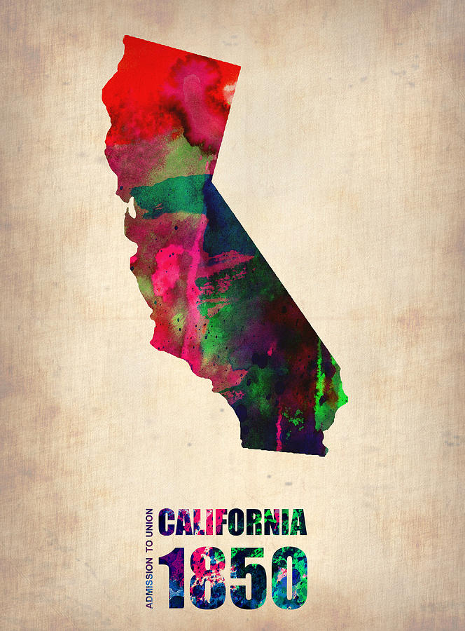 California Map Digital Art - California Watercolor Map by Naxart Studio