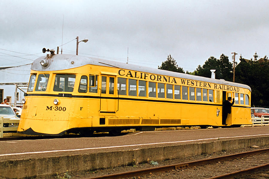 Train Photograph - California Western Railroad Motorcar M300 Fiort Bragg California by Brian Lockett