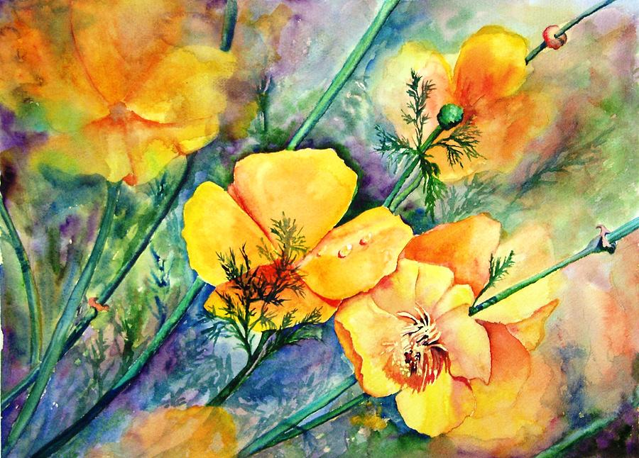 Flower Painting - Californias Poppies by Dorothy Nalls