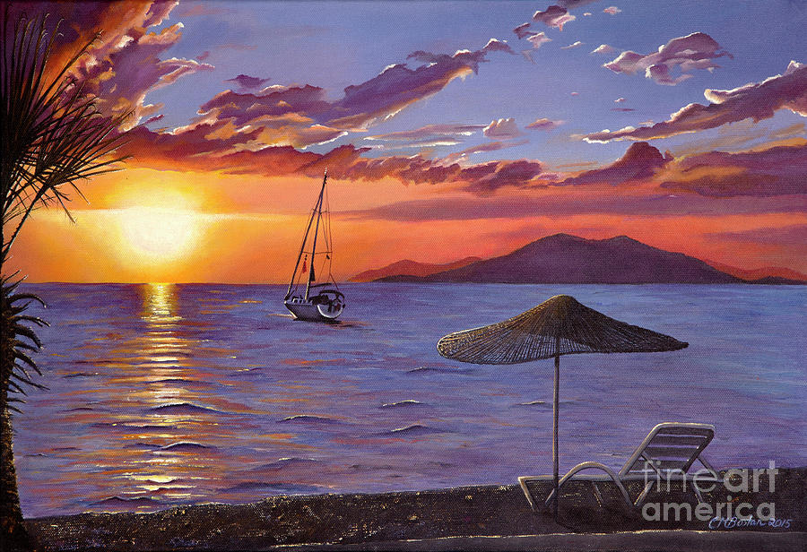 Calis Sunset Painting by Carol Bostan