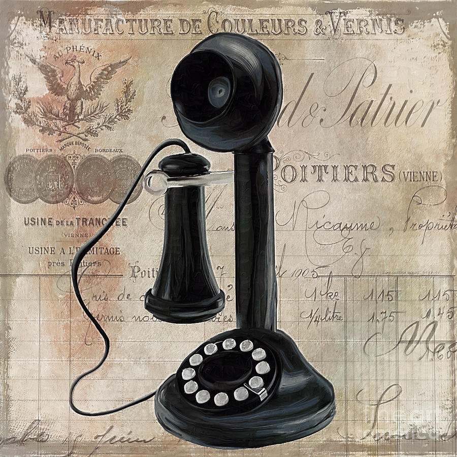 Candlestick Phone Painting - Call Waiting I by Mindy Sommers