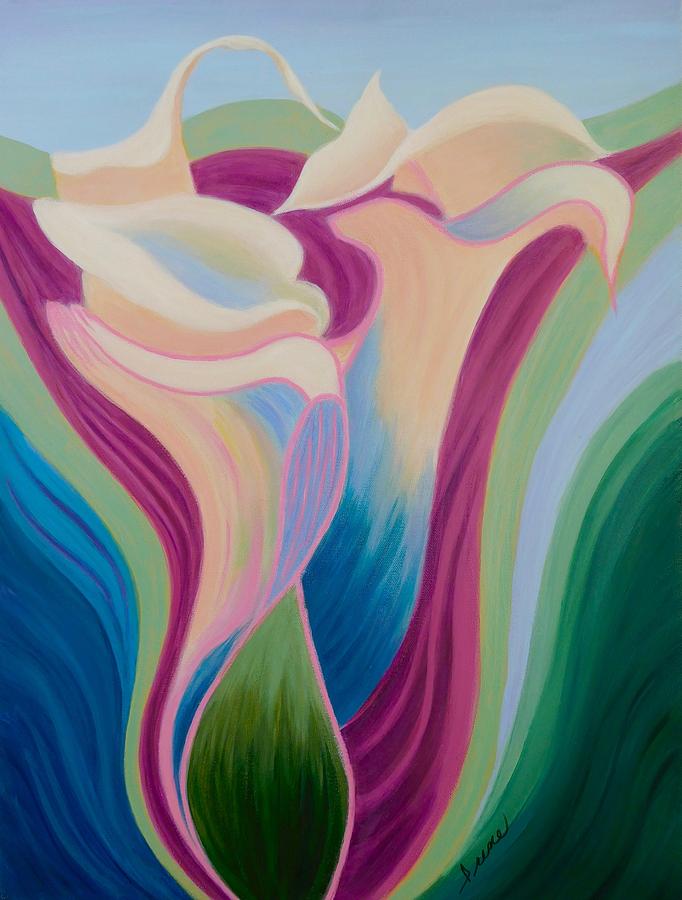Calla Lilies Painting by Irene Hurdle